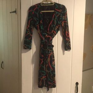 C. Wonder cotton wrap dress in equestrian print.